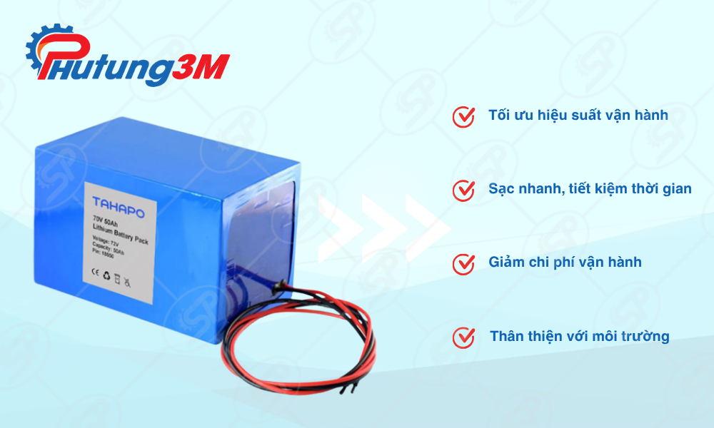 Pin 72V 50Ah 5 Lợi ích sử dụng pin 72V 50Ah
